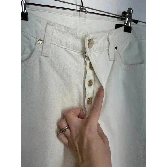 NWT Goldsign Sz 26 The‎ Relaxed Jean High Rise Straight Leg Button Fly in White - Picture 6 of 15